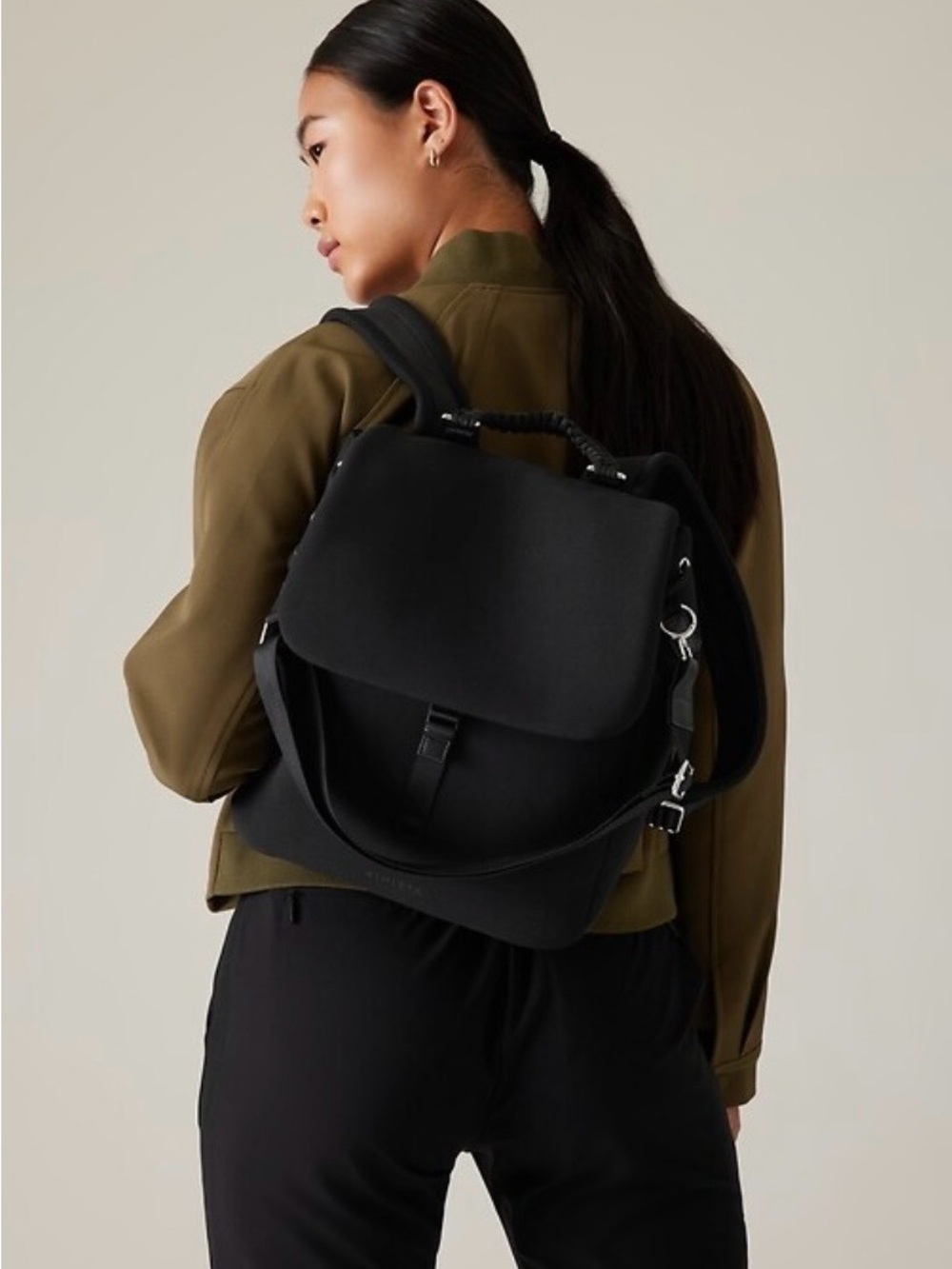 NWOT Athleta Revive Convertible Backpack / Crossbody Black